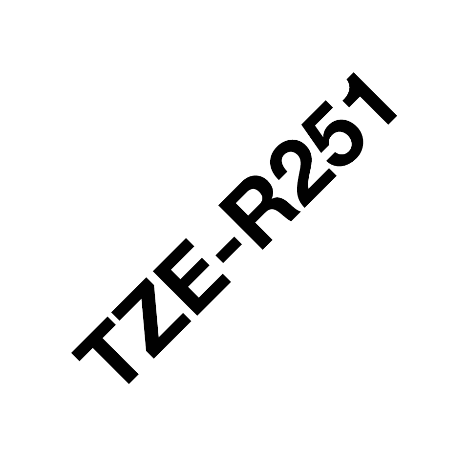 Originalt Brother TZe-R251 satinbånd - Sort på hvid, 24 mm bredt